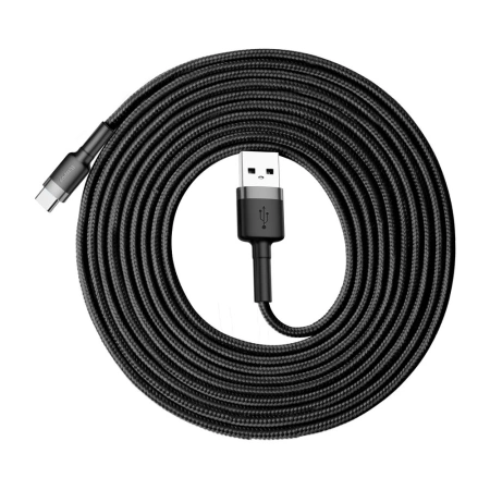 Baseus Kabel USB TYP C USB-C 2A 3M Nylonowy wytrzymały Cafule szary+czarny CATKLF-UG1