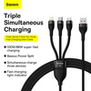 Baseus Flash Series Ⅱ One-for-three Fast Charging Data Cable USB to M+L+C 100W 1.2m Black