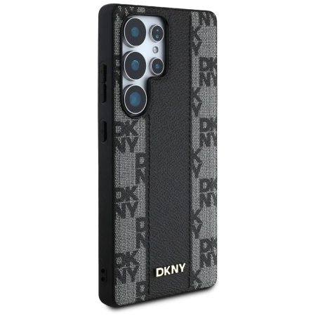 DKNY Leather Checkered Pattern MagSafe Case for Samsung Galaxy S25 Ultra Black