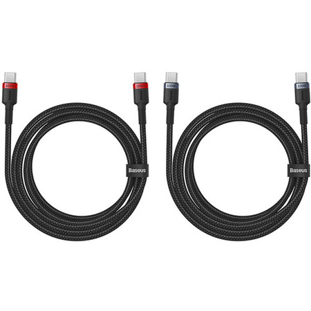 Baseus Cafule USB-C / USB-C-Kabel 100W 1 m - rot-schwarz und schwarz-grau (2 Stk.)