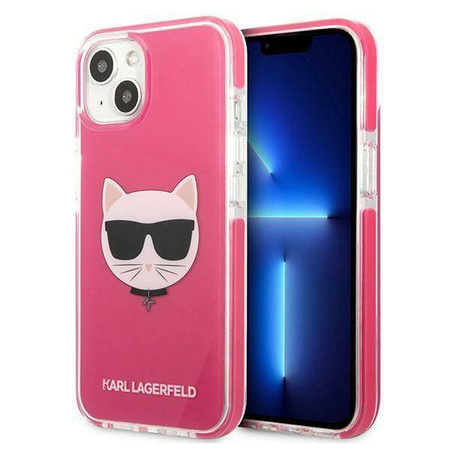 Original Handyhülle IPHONE 13 Karl Lagerfeld Hardcase Choupette Head (KLHCP13MTPECPI) rosa
