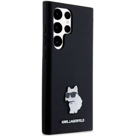 Oryginalne Etui KARL LAGERFELD hardcase Silicone Choupette Metal Pin KLHCS24LSMHCNPK do Samsung Galaxy S24 Ultra czarny