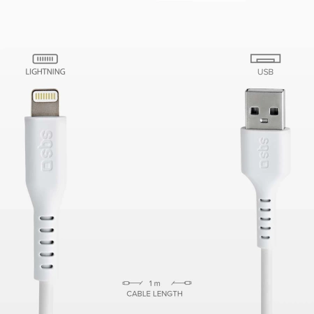 SBS TECABLEUSBIP589W USB-A - Lightning Cable - White