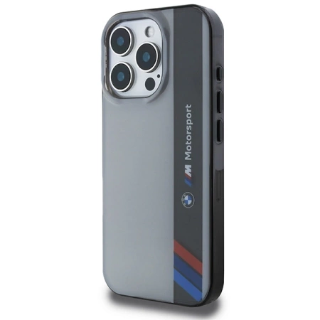 BMW Motosport IML Vertical Stripe Hülle für iPhone 16 Pro – grau