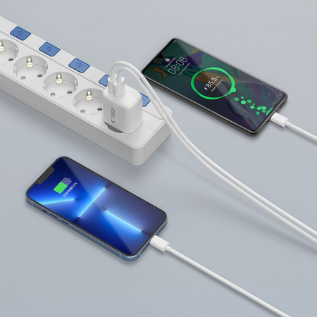 TECH-PROTECT NCA30 2-PORT NETWORK CHARGER PD 30W / QC3.0 + LIGHTNING CABLE WHITE