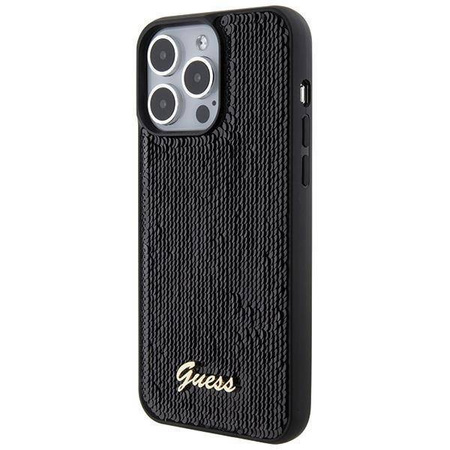 Etui Guess Sequin Script Metal na iPhone 15 Pro Max - czarne