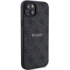 Guess 4G Collection MagSafe-Hülle aus Leder und Metalllogo für iPhone 14/15/13 – Schwarz