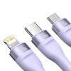 Baseus Flash Series II kabel USB Typ C / USB Typ A - USB Typ C / Lightning / micro USB 100 W 1,5 m fioletowy (CASS030205)