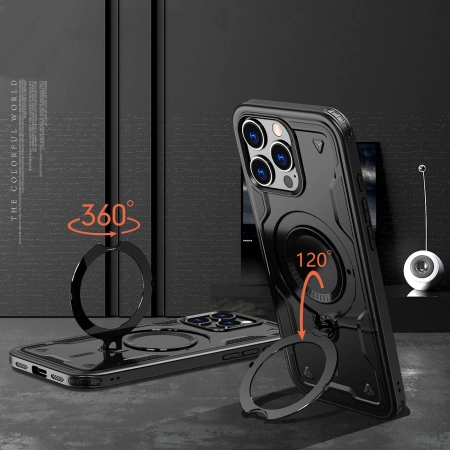 Hybrid Armor Trendy Hülle mit MagSafe für iPhone 16 Pro – Schwarz