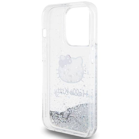 Hello Kitty Liquid Glitter Charms Kitty Head case for iPhone 14 Pro - silver