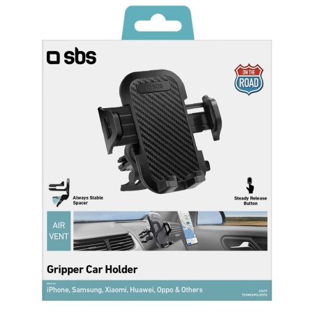 SBS TEHWSUPCLIPSTG smartphone holder for air vent, with reinforced jaws - black