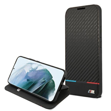 Case BMW BMBKS22SPUCARTCBK S22 S901 black / black bookcase M Collection Triangles