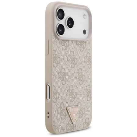 Etui Guess Leather 4G Triangle Strass MagSafe na iPhone 17 Pro Max - różowe