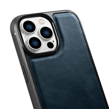 iCarer Leather Oil Wax case for iPhone 14 Pro Max leather case blue (WMI14220720-BU)