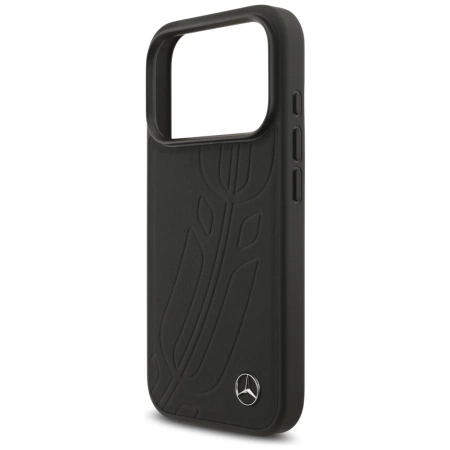Mercedes Leder Large Laurel Leave MagSafe Case für iPhone 17 Pro - Schwarz