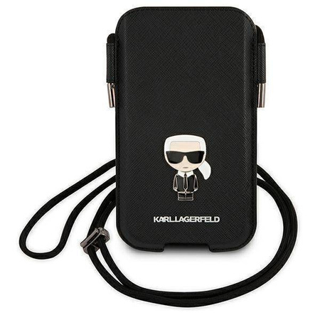 Karl Lagerfeld Handtasche KLHCP12MOPHKMK 6.1&quot; schwarz / schwarzes Hardcase Saffiano Ikonik Karl`s
