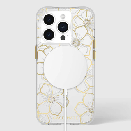 Case-Mate Floral Gems MagSafe - Etui iPhone 15 Pro (Gold)