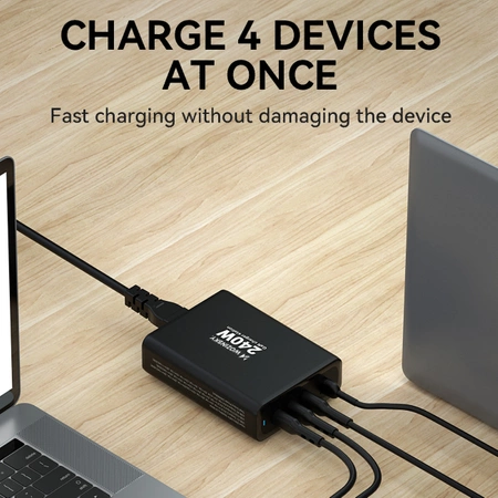 Wozinsky WGCSB 240W GaN wall charger USB-A / 3 x USB-C - black