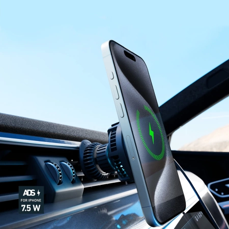 Smartphone holder with inductive charger SBS TESUPFANWIR15W 15W for air vent, with cooling - black