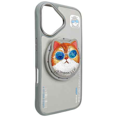 Etui Nimmy Glasses Cool Cat MagSafe do    iPhone 16 szary