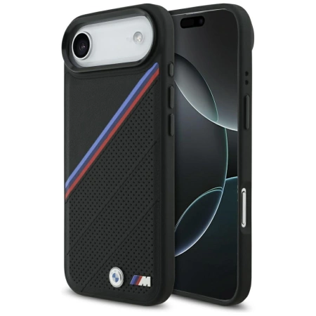 BMW M Tricolor Metal Logo MagSafe Case für iPhone 17 Air – Schwarz