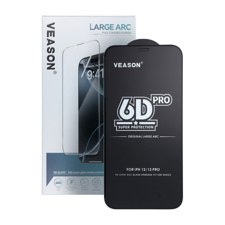 Szkło Hartowane 6D Pro Veason Glass (SET 10in1) - do Iphone 12 / 12 Pro czarny