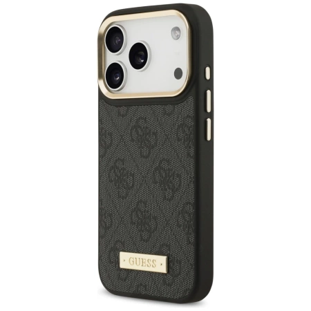 Etui Guess 4G Logo Plate MagSafe na iPhone 17 Pro -czarne