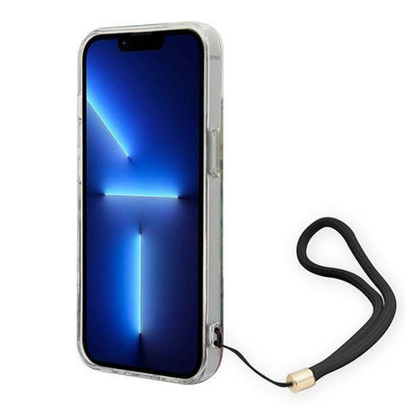 Original Handyhülle IPHONE 14 PLUS Guess Hardcase Flower Strap (GUOHCP14MHFLSB) blau