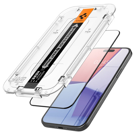 GEHÄRTETES GLAS Spigen GLAS.TR „EZ FIT“ FC IPHONE 15 PLUS SCHWARZ