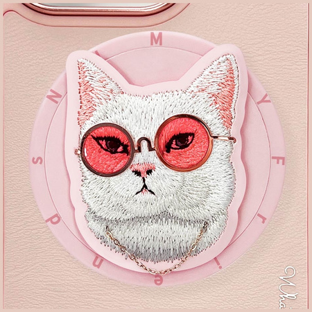 Etui Nimmy Glasses Cool Cat MagSafe do    iPhone 16 Pro różowy