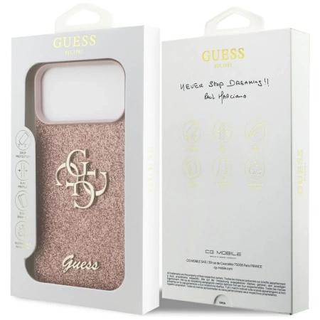 Etui Guess Fixed Glitter Big 4G na iPhone 17 Pro Max - różowe