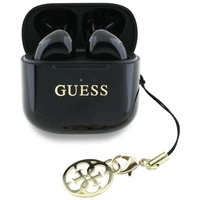 TWS Guess Kopfhörer mit klassischem Logo und Charm-Aufdruck, glänzender Effekt, Schwarz