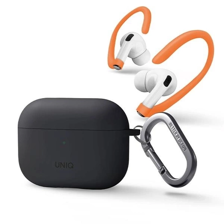 Uniq Hülle Nexo AirPods Pro 2 Gen + Ohrbügel Silikongrau/Anthrazitgrau
