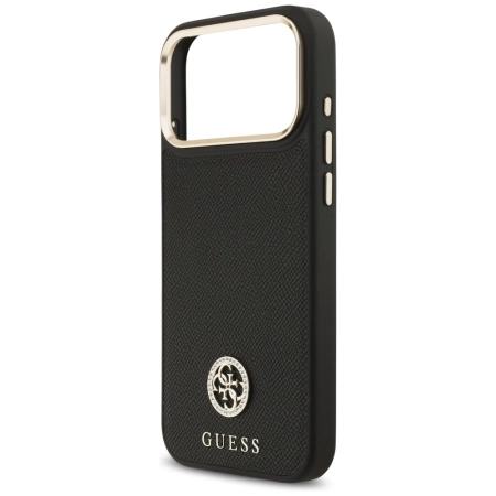 Etui Guess Grained Strass Logo MagSafe na iPhone 17 Pro Max - czarne