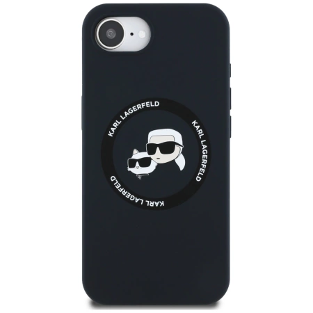 Etui Karl Lagerfeld Liquid Silicone Karl & Choupette Heads z MagSafe na iPhone 16e - czarne