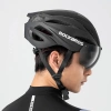 Rockbros Bike Helmet with Visor, Detachable UV Protective Goggles, Unisex - Black