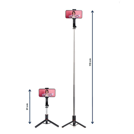 Zestaw / uchwyt selfie z pilotem na bluetooth tripod czarny SSTR-13