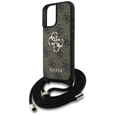 Oryginalne Etui IPHONE 16 PLUS Guess 4G Big Logo Cord Stap Crossbody brązowe