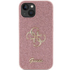 Etui Guess Glitter Script Big 4G na iPhone 15 - różowe