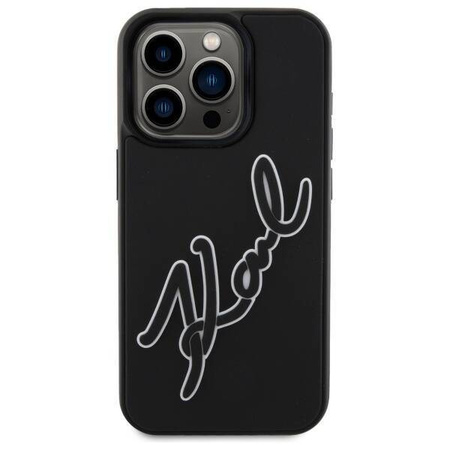 Etui Karl Lagerfeld 3D Rubber Signature na iPhone 15 Pro - czarne