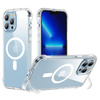 Joyroom Magnetic Defender magnetyczne etui do iPhone 14 pancerny pokrowiec z haczykami podstawką przezroczysty (kompatybilne z MagSafe)
