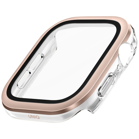 Etui UNIQ Voute do Apple Watch Series 10 46mm szkło hartowane różowo-złoty