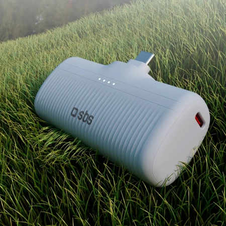 SBS EcoPower 5000 mAh 10W Powerbank mit integriertem USB-C-Anschluss - Grau
