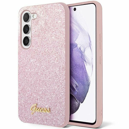 Guess Glitter Script Hülle für Samsung Galaxy S24 – Rosa