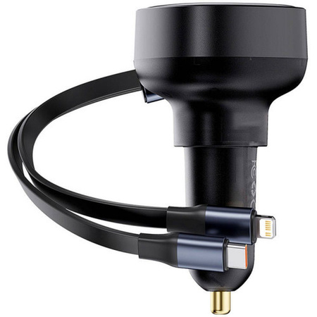 Baseus Enjoyment USB-C car charger with USB-C / Lightning 60W cable - black