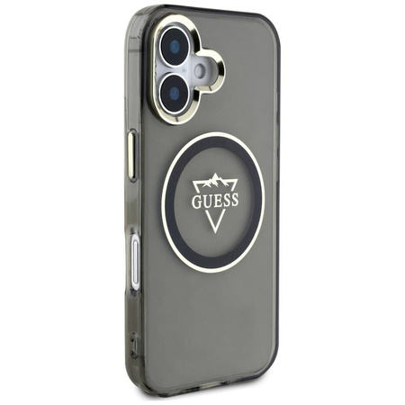 Oryginalne Etui IPHONE 16 Guess IML Metal Mountain Logo MagSafe czarne