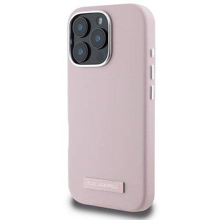 Karl Lagerfeld nakładka do iPhone 16 Pro 6,3&quot; KLHMP16LPGMSRPP różowa Hardcase FW Metal Plate MagSafe