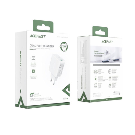 Acefast ładowarka sieciowa USB Typ C / USB 32W, PPS, PD, QC 3.0, AFC, FCP biały (A5 white)