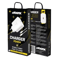 MOONX Netz-Ladegerät MC08 PD 45W 1xUSB-C + Kabel USB-C - USB-C weiss