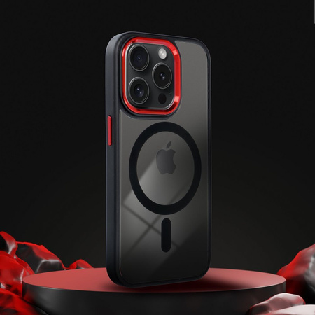 Futerał COLOR EDGE MAG COVER kompatybilny z MagSafe do IPHONE 17 Air czarno czerwony